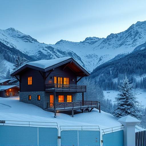 Affiche de la série 'Le Secret des Alpes', montrant un chalet enneigé au milieu des montagnes.